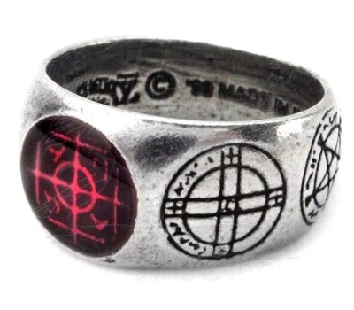 Alchemy Gothic Agla Pewter Ring Kabbalistic Sigillum Magical Talisman Seals R71 - Image 1 of 4