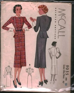 Vestido 9035 Vintage McCalls Patrón de Costura Juniors Años 30 Ajustado Frontal Abotonado 13 - Imagen 1 de 2