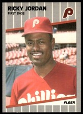 1989 Fleer Baseball Card Ricky Jordan Rookie Philadelphia Phillies #575