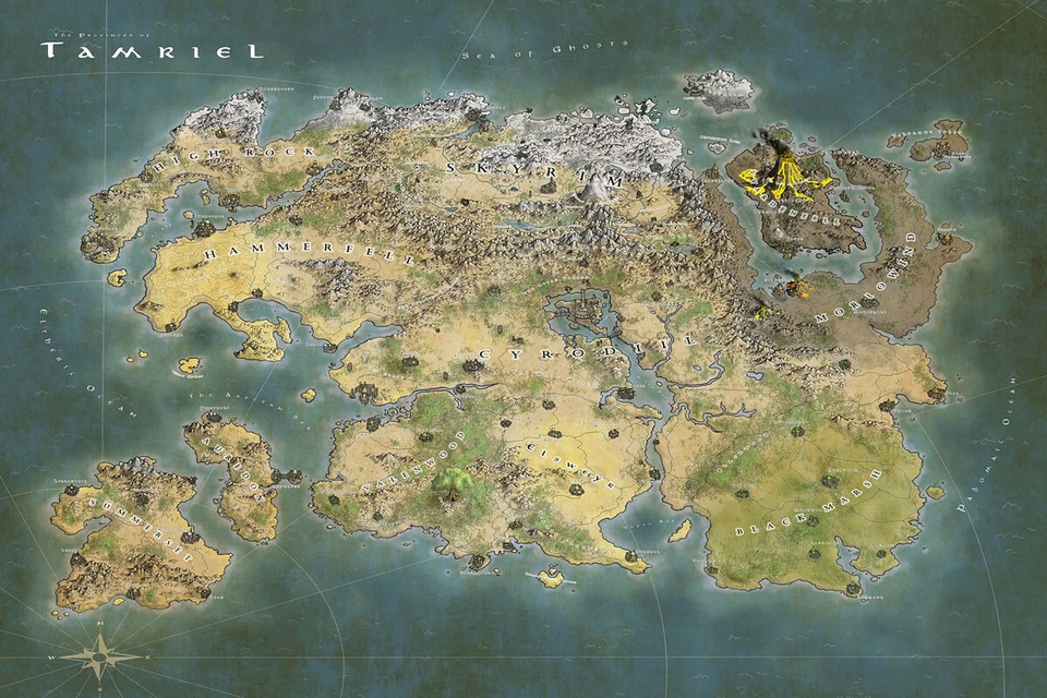 Province of Tamriel Map   - CANVAS OR PRINT WALL ART - Image 1 of 1