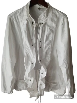 Chaqueta para mujer XCVI manga larga blanca con cordones cordón frente abierto longitud media L Foto 1 de 4