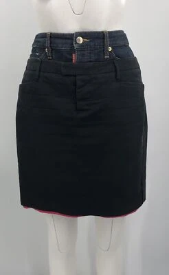 Falda DSQUARED2 negra de algodón de ventilación única hasta la rodilla con cintura de mezclilla talla 46 Foto 1 de 4