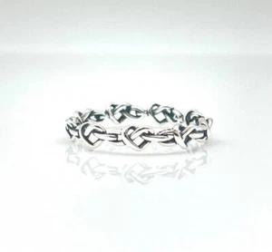 Solid 925 Sterling Silver Knotted Hearts Braided Ring Gift For Women's - Picture 1 of 7