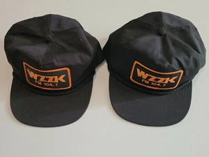 Vintage "WZZK" 104.7 Radio Black Rope High Rise Snapback Adjustable Trucker Hats - Picture 1 of 11