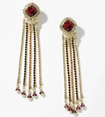 Pendientes colgantes de cristal Heidi Daus "Regal Rhapsody" - Borgoña - Espalda Omega - Nuevos con etiquetas Foto 1 de 4