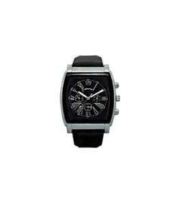 Montres Carlo Mens Chronograph Style Black Dial Japanese Quartz Rubber Watch - Foto 1 di 1