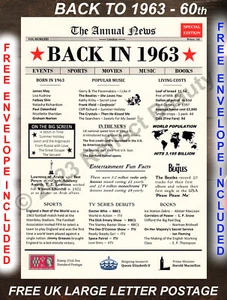 🎈 60th Diamond Wedding Anniversary Gift, Married 60 years in 1965, News Present - Picture 1 of 4