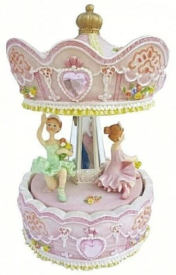 N.1 BOMBONIERA GIOSTRA BALLERINA Cm.11Dx16H con MELODIA CARILLON MECCANICO 32080 - Immagine 1 di 2