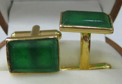 Vintage Men's Shell Agate Jade Square Shirt Cufflinks Wedding Party Cuff Links - Image 1 of 4