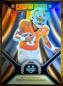 2024 Bowman University Chrome Nico Iamaleava Black Refractor Campus Icons #/10 - Picture 1 of 13