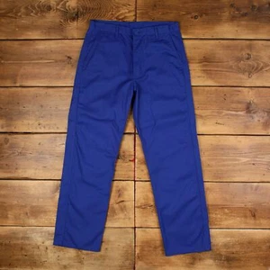 Vintage French Workwear Pants Trousers 33x31 Unisex Straight Blue Cotton - Picture 1 of 9