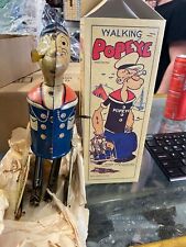 1935 Vtg Marx Tin Lithograph Windup Toy “Walking Popeye Sailor Parrot Cage Box!