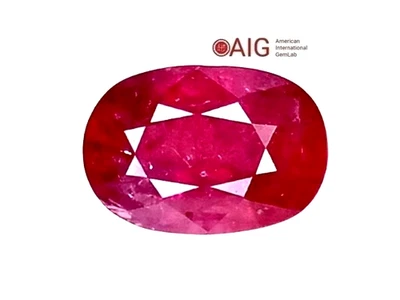 AIG certified 2.13 cts Pinkish Red natural ruby oval shape cut loose gemstones - Image 1 of 4