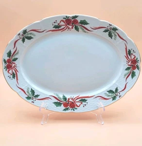 Vintage viktorianische Holiday Baum Bros Weihnachtsstern Servierplatte überbackene Goldkanten  - Bild 1 von 13