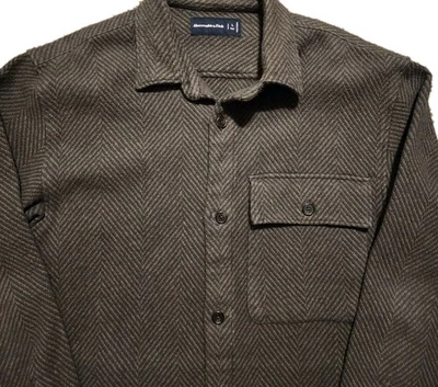 Chaqueta Abercrombie Fitch Chaqueta Franela Hombres Botón Grande Alto Granero Espiga  Foto 1 de 4