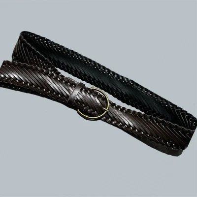 Dark Brown Weaved Belt Women’s retro vintage 80s hippie accessory 43 inch - Image 1 of 4