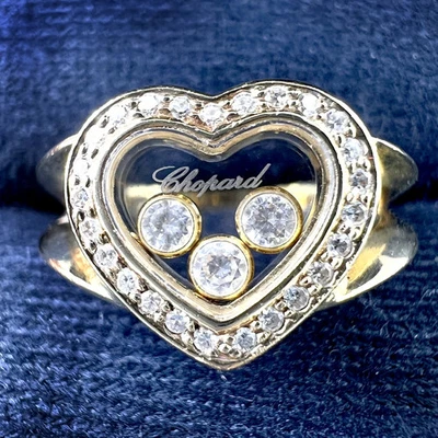 AUTÉNTICO ANILLO CHOPARD HAPPY DIAMONDS K18YG ORO AMARILLO 750 PARA MUJER TALLA #53 EE. UU. 6,25 Foto 1 de 4