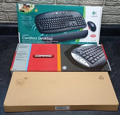 Lote De 3 Teclados NOS DE COLECCIÓN Compaq HP Logitech Para Windows XP / Vista - Caja Abierta  Foto 1 de 4