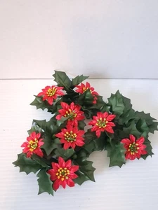 Vintage rote Poinsetta Weihnachten Kegel Kerzenringe - 3er Set - Bild 1 von 9