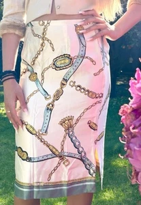 Neiman Marcus 6 Skirt 100% Silk Chain Link Silk Scarf Look Excellent - Picture 1 of 11