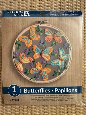 Leisure Arts Butterflies 6” Embroidery Kit - Image 1 of 2