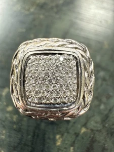John Hardy Sterlingsilber & Pave Diamant Kabel Unisex Ring 7 DWT Größe 7 1/8 - Bild 1 von 7