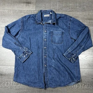Vintage Fieldmaster Denim Button-Up Shirt XL Long Sleeve Western Style USA Vibe - Picture 1 of 6