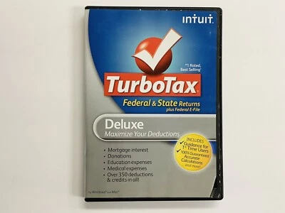 Turbotax 2012 Deluxe. Federal and State + Federal E-file (Win/Mac)  LN - Image 1 of 4