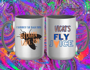 PERSONALIZED ADK MOUNTAINS: FLY JUICE I SURVIVED BLACK FLIES 15oz COFFEE MUG - Bild 1 von 1