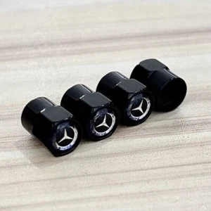 4X Logo Ventilkappen Schwarz Blau Reifen Ventil Kappen Satz For Mercedes Benz * - Picture 1 of 4