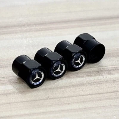 4X Logo Ventilkappen Schwarz Blau Reifen Ventil Kappen Satz For Mercedes Benz * - Image 1 of 4