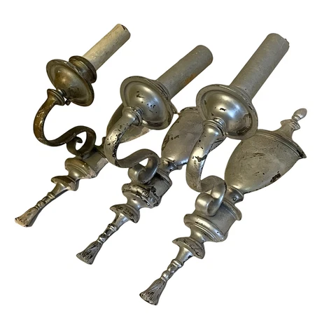 ANTIQUE LOT OF 3 LARGE MATCHING HEAVY GEORGIAN WALL SCONCES Light Fixtures 17” Cover