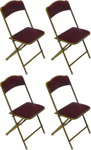 4 PK Elegant Folding Chairs Fancy Party Bridge Chair Premium Quality Vinyl Cover