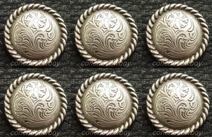 Set of 6 WESTERN HORSE TACK SADDLE ANTIQUE ROPE EDGE CONCHOS 5/8" "screw back" - Picture 1 of 3
