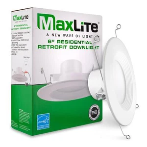 MaxLite RR613UCSW LED Retrofit Downlight 13W, Indoor, White Finish - Fits 5 Inch - Picture 1 of 8
