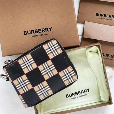 Burberry Cartera Plegable Cremallera Alrededor Nova Check Beige Negro Excelente Regalo Envío Gratis Foto 1 de 4