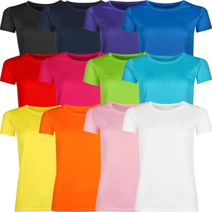 New Ladies T Shirts Breathable Top Wicking Womens Cool Dry Running Gym Sport Lot - Picture 1 of 54
