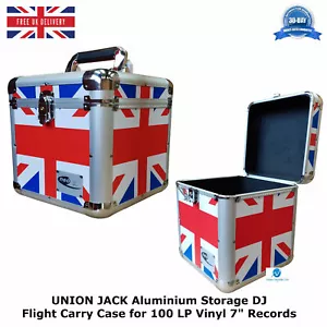 1 UNION JACK Aluminium Storage DJ Flight Carry Case for 100 LP Vinyl 7" Records - Picture 1 of 12