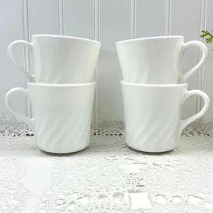 4 Vintage Verbesserung SWIRL Corning Kaffee/Tee Tassen USA weiß 8 Oz - Bild 1 von 9