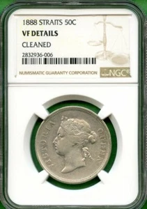 MALAYSIA 1888 50 CENT NGC VF DETAILS STRAITS SETTLEMENTS - Picture 1 of 2
