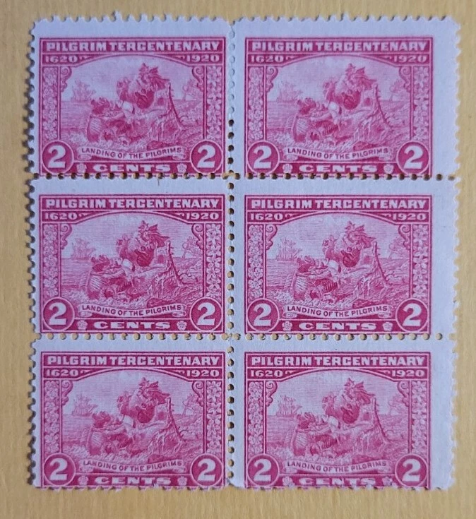 1920 US 2c Block Of 6 Stamps Unused Hinged VG, SC#549 (CV $85) - Image 1 of 2