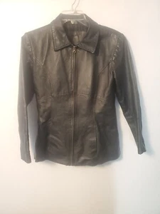 Jacqueline Ferrari Womens Leather Jacket Coat Size Small Black Leather - Picture 1 of 5