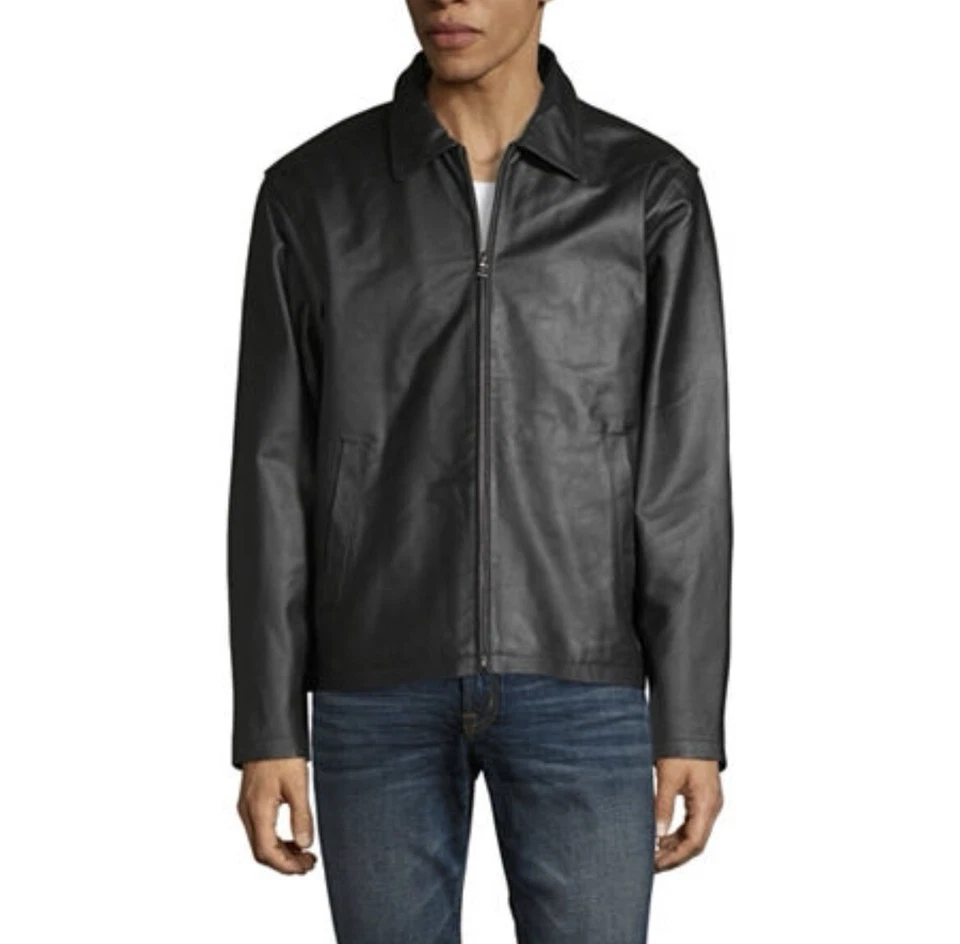 Victory Sportswear Retro Leather Men's Jacket Large Solid Black