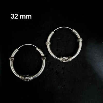Classic Charm: 925 Sterling Silver Hoop Earrings #ST106 - Image 1 of 4