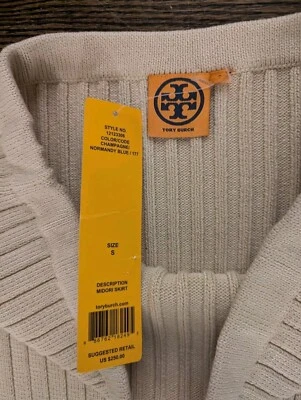 New!! Tory Burch Sweater Skirt Ivory Navy Blue Women's  Size S Small Midori  - Image 1 of 4
