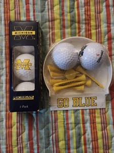 NEW VINTAGE MICHIHAN GOLF BALLS AND TEES - Picture 1 of 4