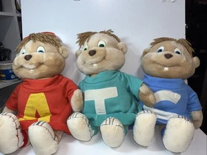 VTG 1990 ALVIN & THE CHIPMUNKS 16'' PLUSH TOYS ALL 3 (7-25) - Picture 1 of 6