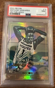 2022-23 Panini Recon Anthony Edwards Vector Gold Holo 5/10 Jersey Number PSA 9 - Picture 1 of 2