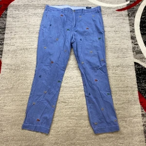 VTG Polo Ralph Lauren Hose Herren 40 Blau Nautical Flag Chino Allover-Print 40x32 - Bild 1 von 12
