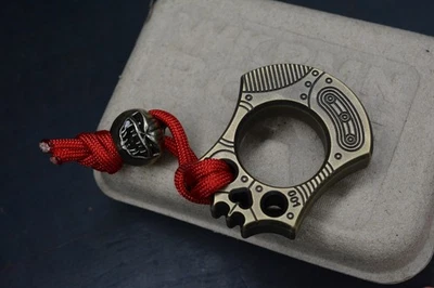 NOVO WKRMN Bonehead Cyborg 1/4 lb peso de papel latão com contas de latão gravadas - Imagem 1 de 4